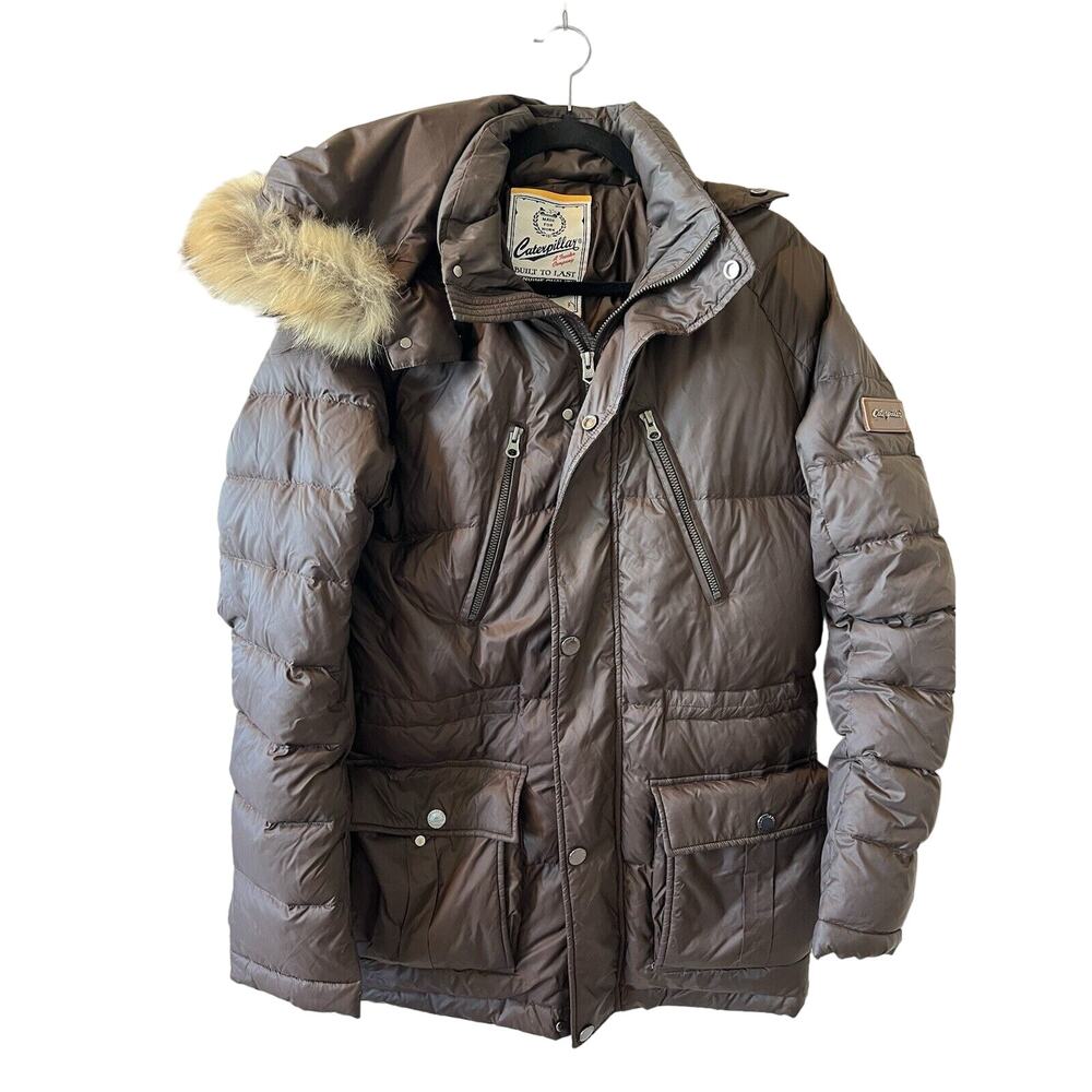 🤎🍫Chocolate Brown Puffy Winter Coat w/ Faux Fur Hood, Juniors Large Womens Small